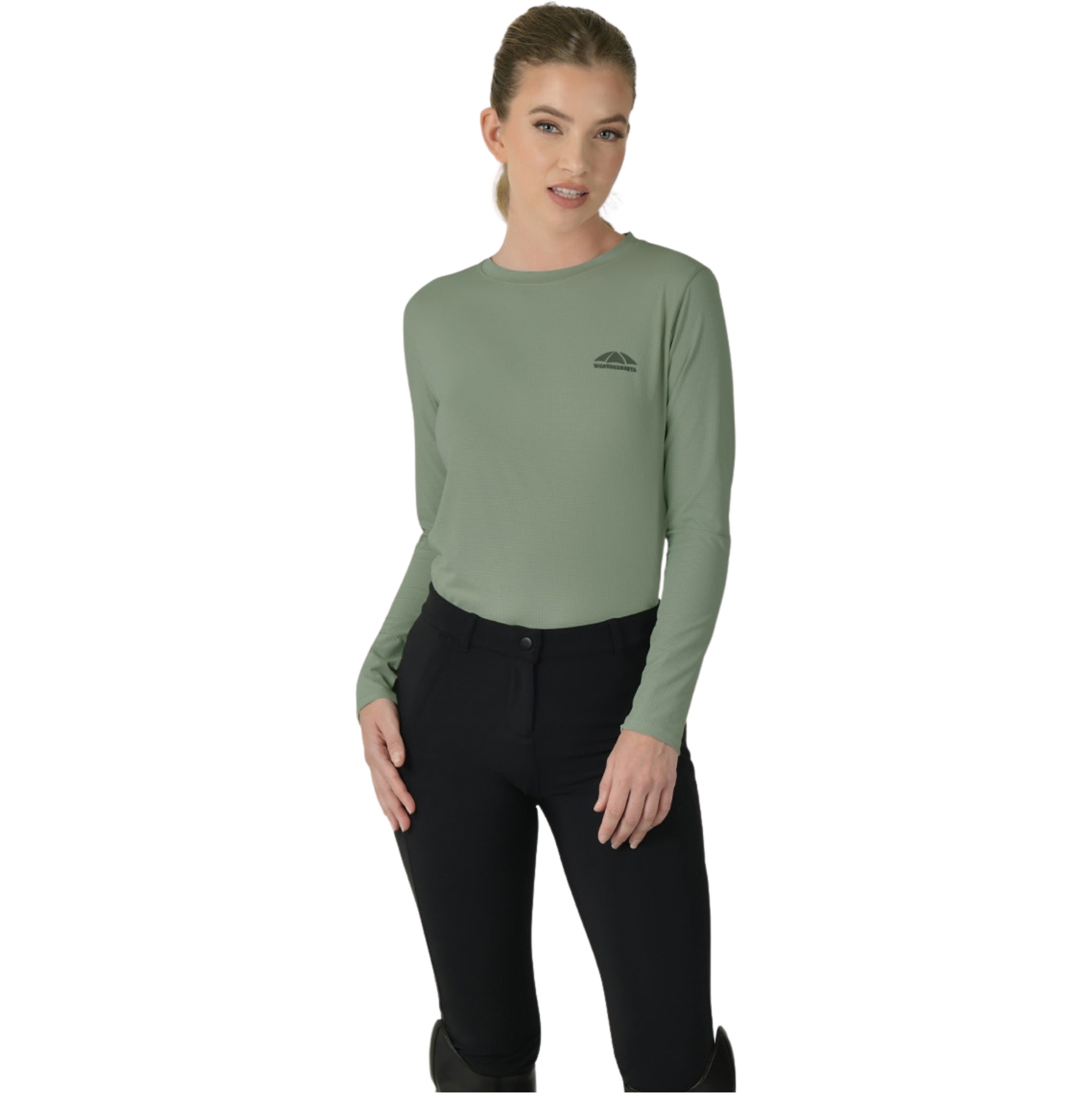 2025 Weatherbeeta Womens Relaxed UV Long Sleeve Tee 1028844 - Olive Leaf